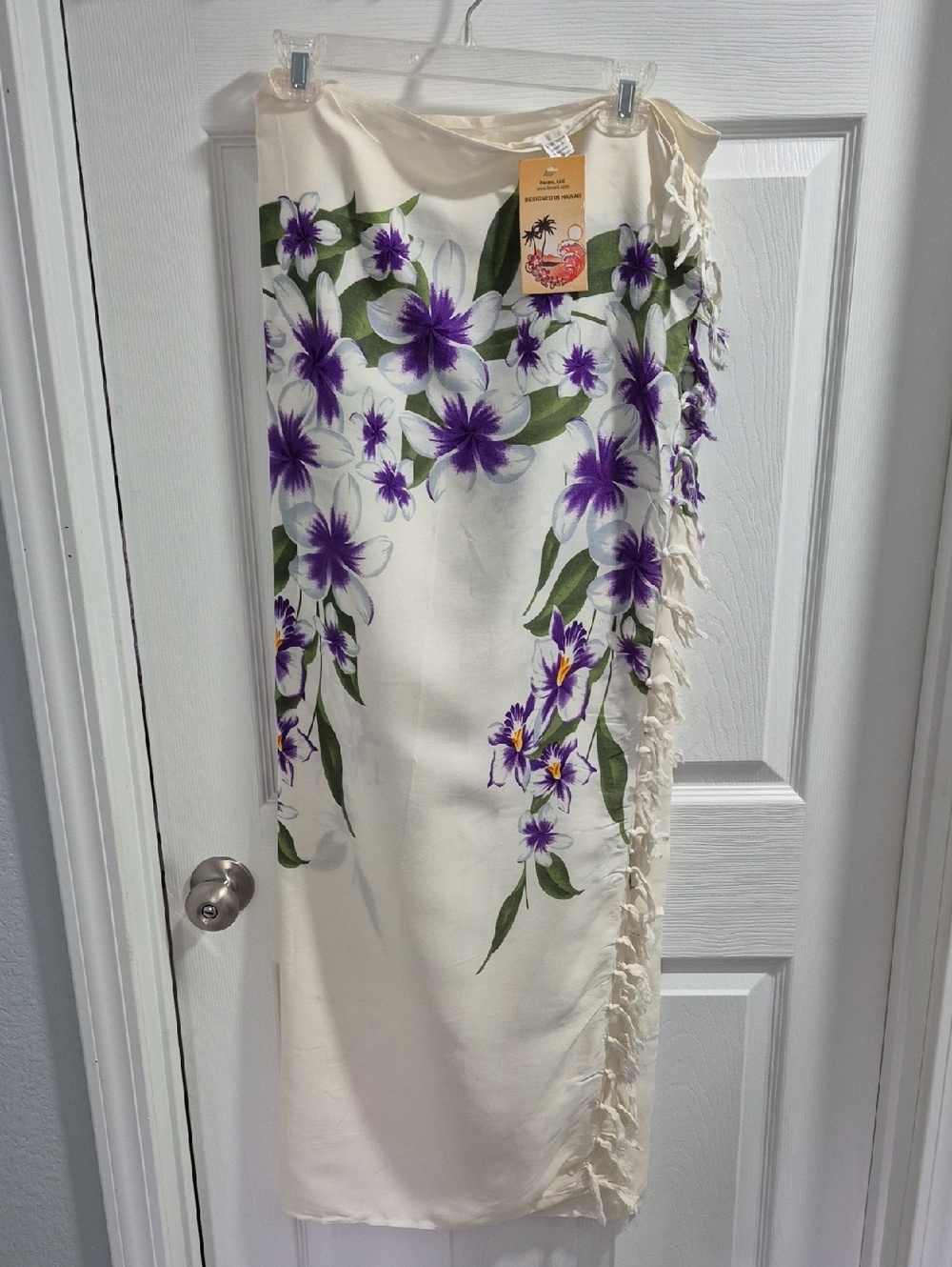 Floral Purple & Cream Swim Coverup Sarong